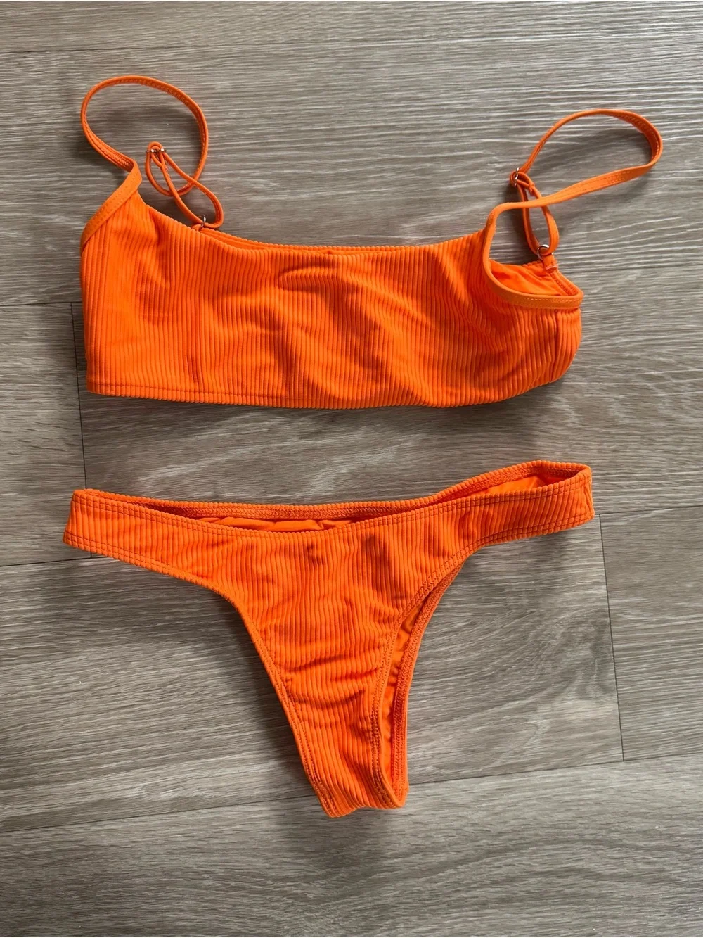 Frankie's Bikinis Orange Ribbed Bikini Set